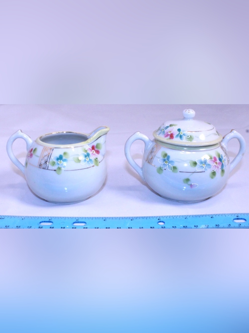 Vintage Art Deco styled Nippon porcelain creamer and sugar bowl set